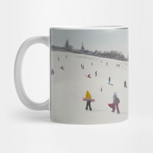 Sledging at Green hill, Romsey Mug